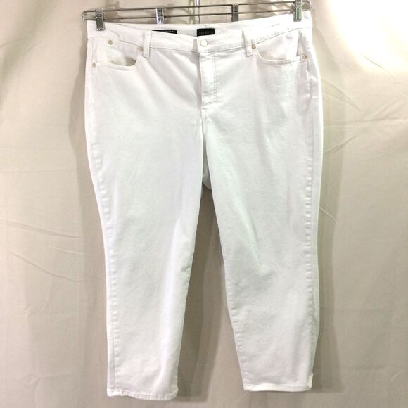 Talbots White Crop Jeans 20W Straight Leg Stretch Denim Pants High Rise - Picture 1 of 4